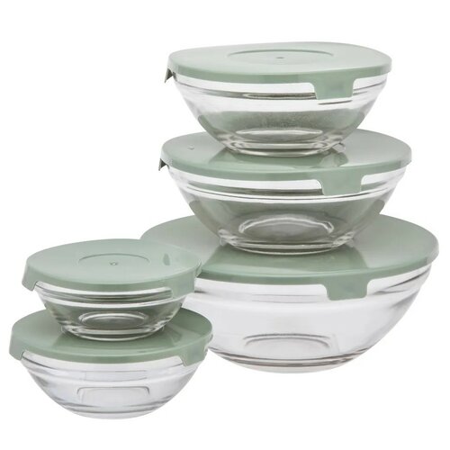 Altom Set Glasschalen mit Deckel 5 Stück, Farbmix