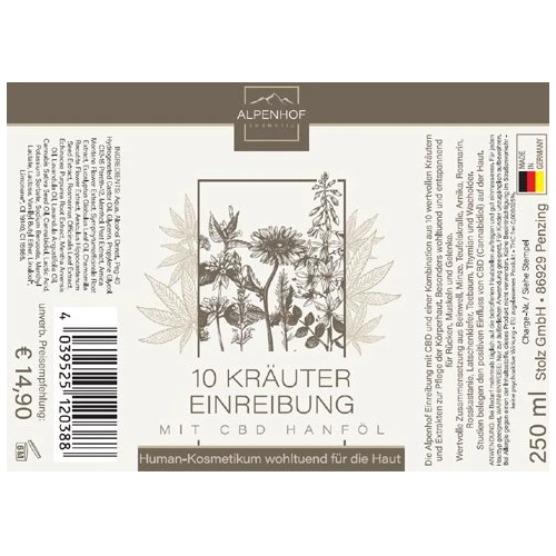 Zeliščni sprej z CBD konopnim oljem, 250 ml