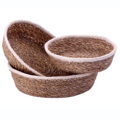 Toro Set oval košaric iz morske trave, beli rob, 3kos