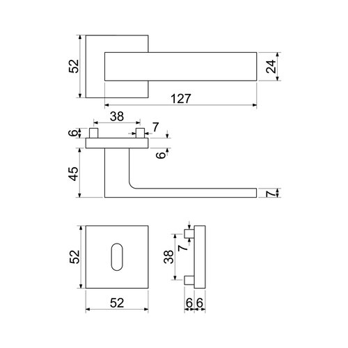 Aluminium-Türbeschläge RK.C36.GARDA.BB.NIMAT