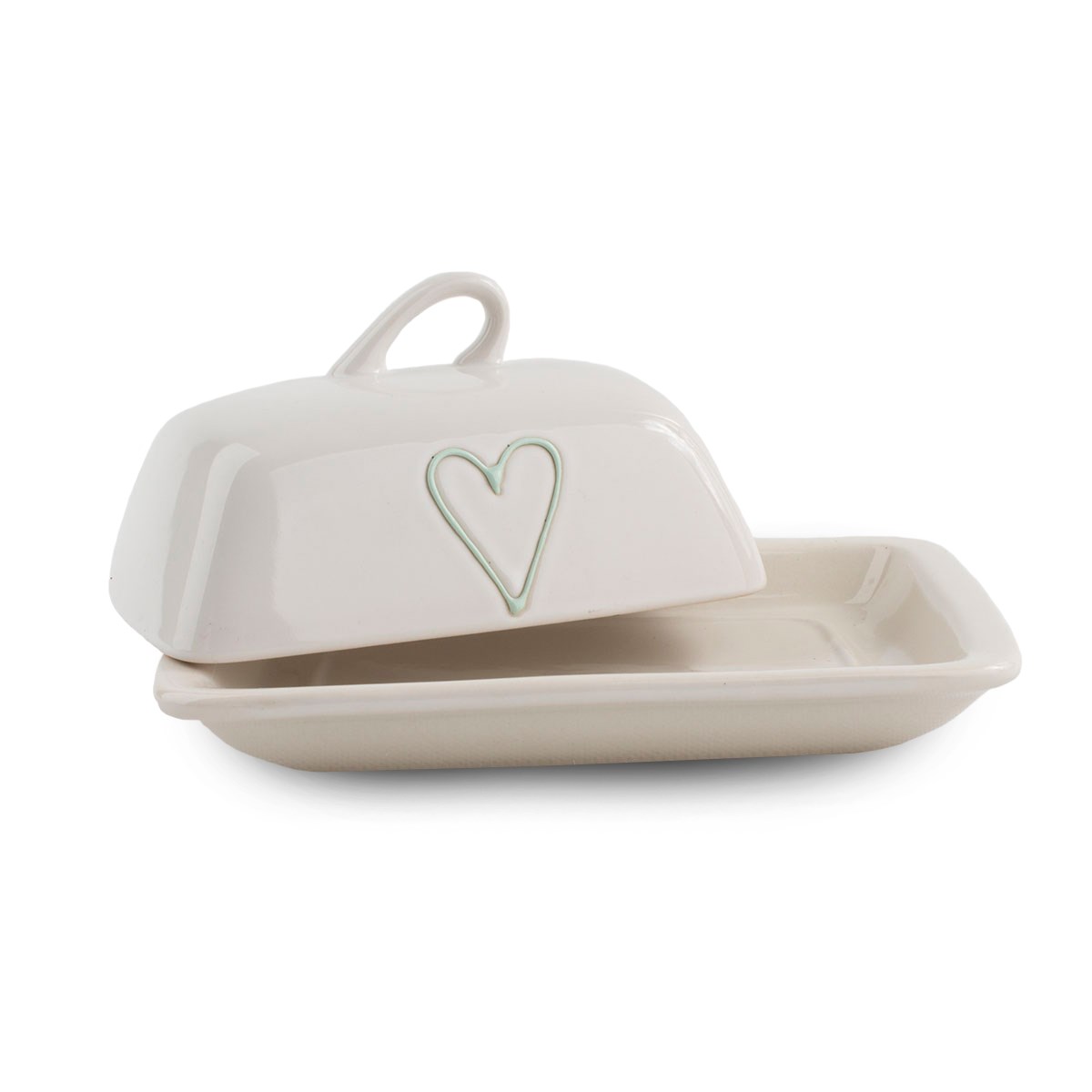 Keramická máslenka Heart, sv. zelená