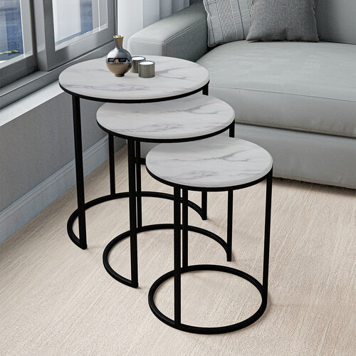 Măsuță Lisa Marble, 3 bucăți