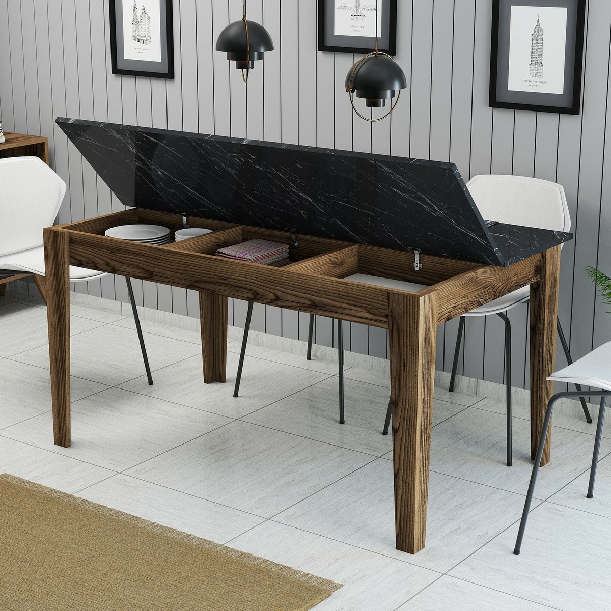 Jedálenský stôl Milan Walnut and Black