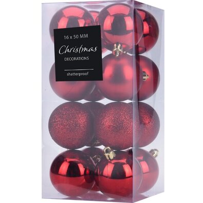 Weihnachtsschmuck-Set Agira 16 St., Rot, D. 5 cm