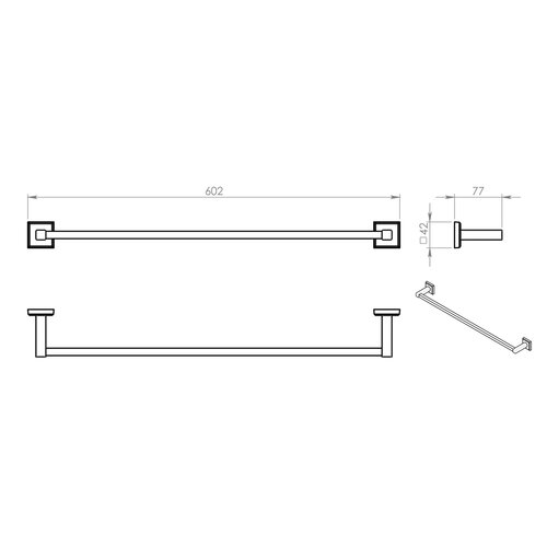 GEDY 692160 Colorado suport pentru prosoape 60 x 8cm, argintiu