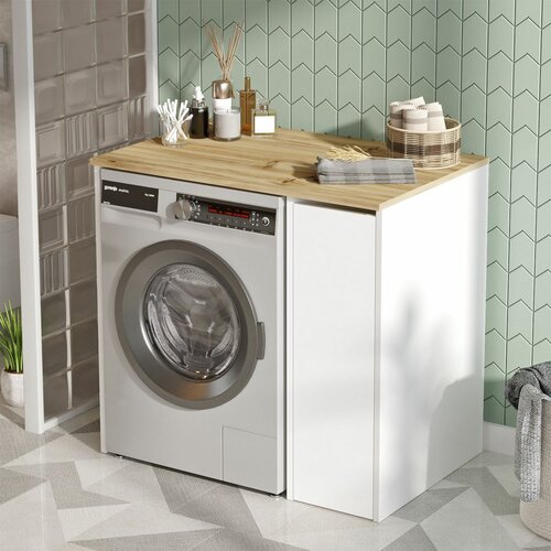 Skříňka na pračku Saly White and Walnut