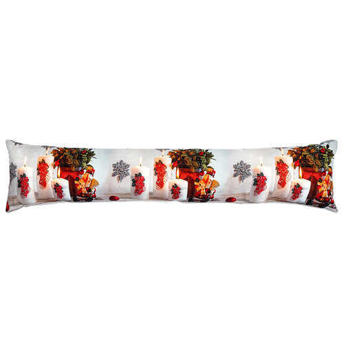 Vianočný ozdobný tesniaci LED vankúš do okien Sviečky červená, 85 x 18 cm