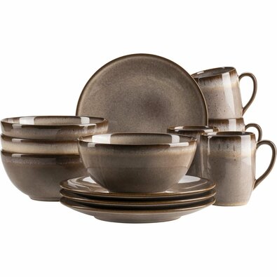 Mäser Set de vase pentru micul dejun 12 piese SMOKY'S – maro