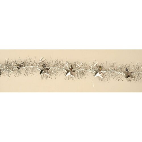 Vánoční řetěz s hvězdami stříbrná, 180 cm