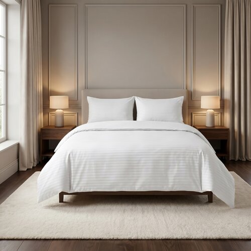 Kvalitex Saténové povlečení Stripe bílá, 220 x 200 cm, 2 ks 70 x 90 cm