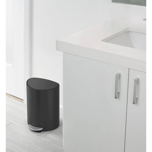 Simplehuman Педальний смітник 6 л, напівкруглий,матова чорна сталь, пластик