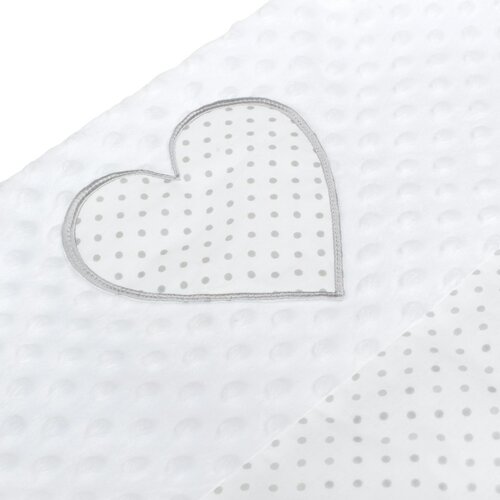 Cuib bebeluși New Baby de lux cu pernă și pătură din Minky Heart, alb