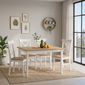 Set de sufragerie 4 scaune + masă Kampali, alb