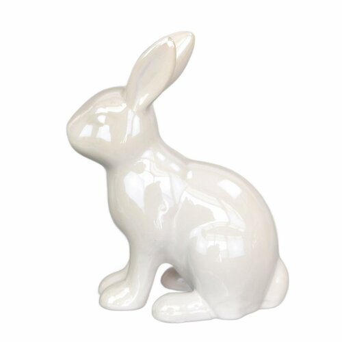 Dekoracje wielkanocne Biały zajączek, ceramika,10,2 x 13 x 5,2 cm