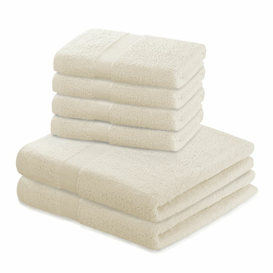 Fotografie DecoKing Sada ručníků a osušek Marina krémová, 4 ks 50 x 100 cm, 2 ks 70 x 140 cm
