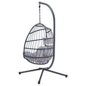 Autronic Závesné kreslo, kov, polyratan, sivá, AZ-V 1269GREY