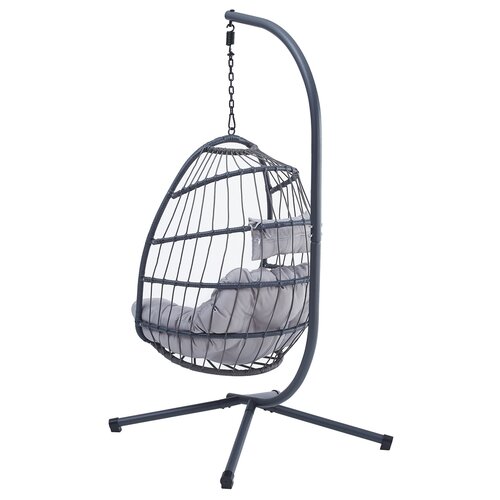 Autronic Fotel wiszący, metal, polyratan, szary, AZ-V 1269GREY