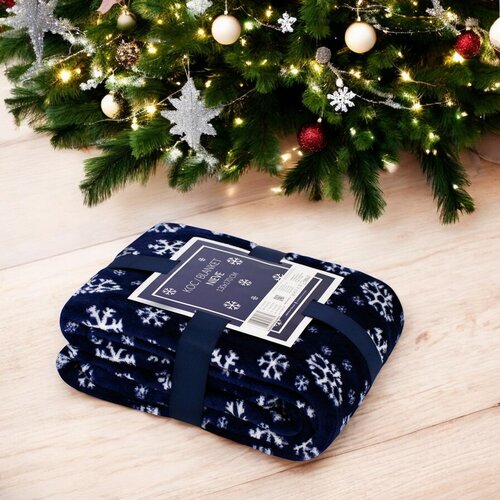 Domarex Decke Snowflakes Navy, 130 x 170 cm