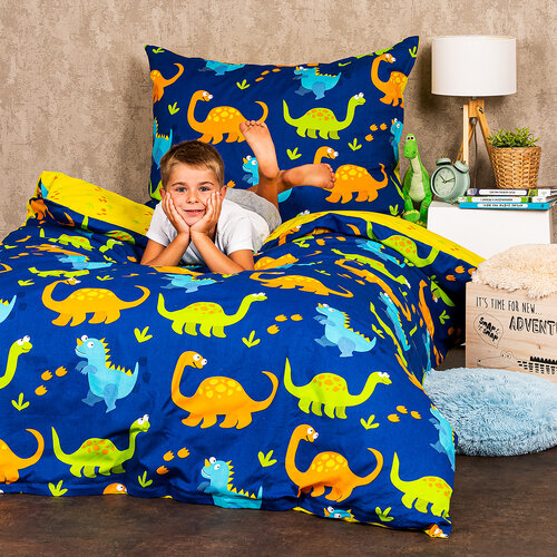 Lenjerie de pat copii, din bumbac, 4Home Dino, 140 x 200 cm, 70 x 90 cm