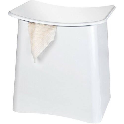 Wenko Koupelnová stolička s prostorem na prádlo Wing, bílá, 45 × 33 × 48 cm