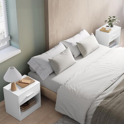 Set nočných stolíkov E1081 WT, biela, 2 ks