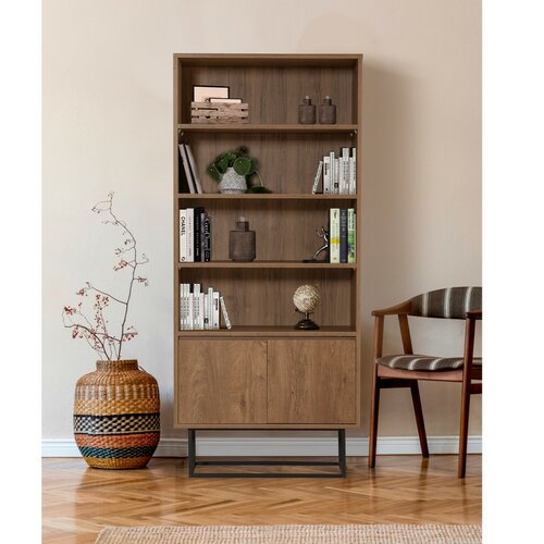 Knihovna Rea Black and Walnut