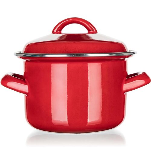 Oală emailată cu capac Banquet Milton roșu, 12 cm, 0,78 l