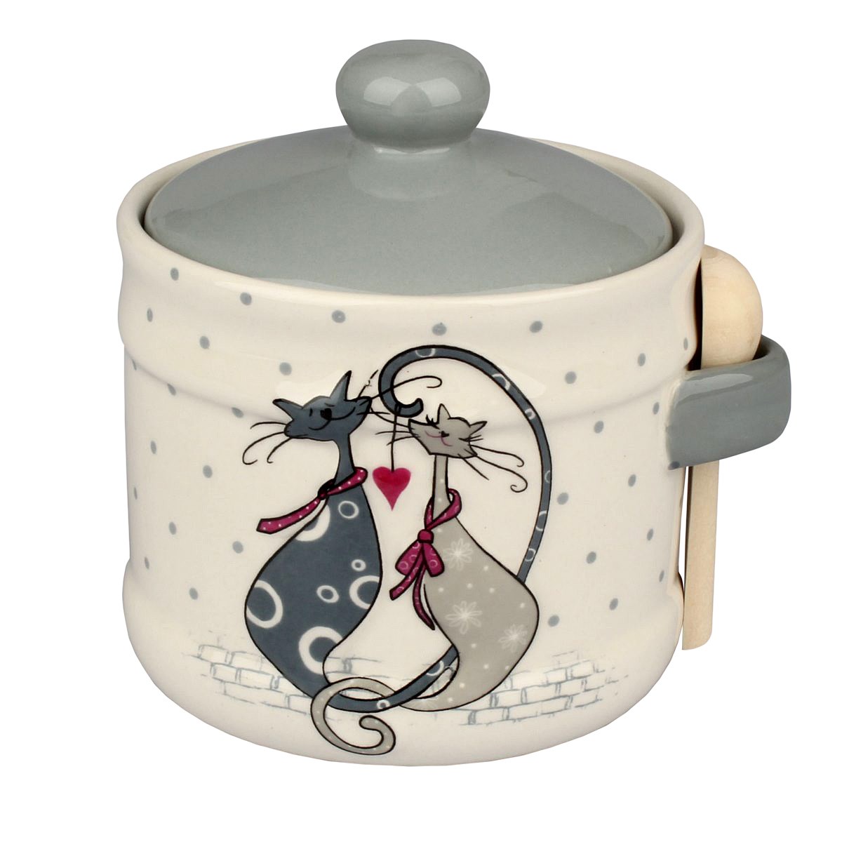 Keramická dóza s lyžičkou Cats 10 cm