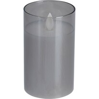 LED-свічка у склі Agide, ефект полум’я, 7,5 x 12,5 см, теплий білий