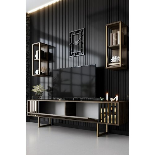 Linie Walnut and Gold TV szekrény polcokkal