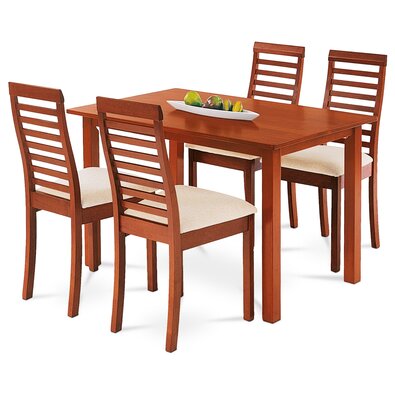 Set de masă din lemn masiv cu 4 scaune, 120 x 75 x75 cm, cireș