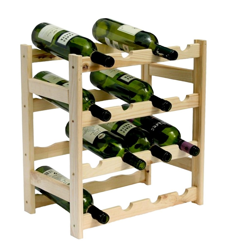 Fotografie Dřevěný regál na 16 láhví vína