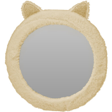 Haariger Spiegel mit Ohren, Beige, 31 cm