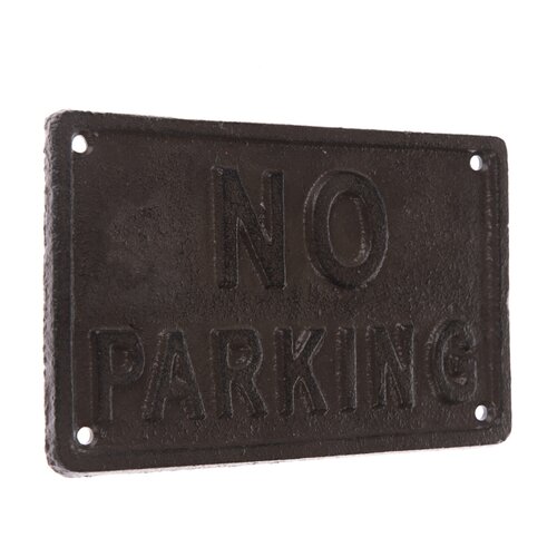 Öntöttvas fali dekoráció "NO PARKING" fekete, 11 x 18 cm