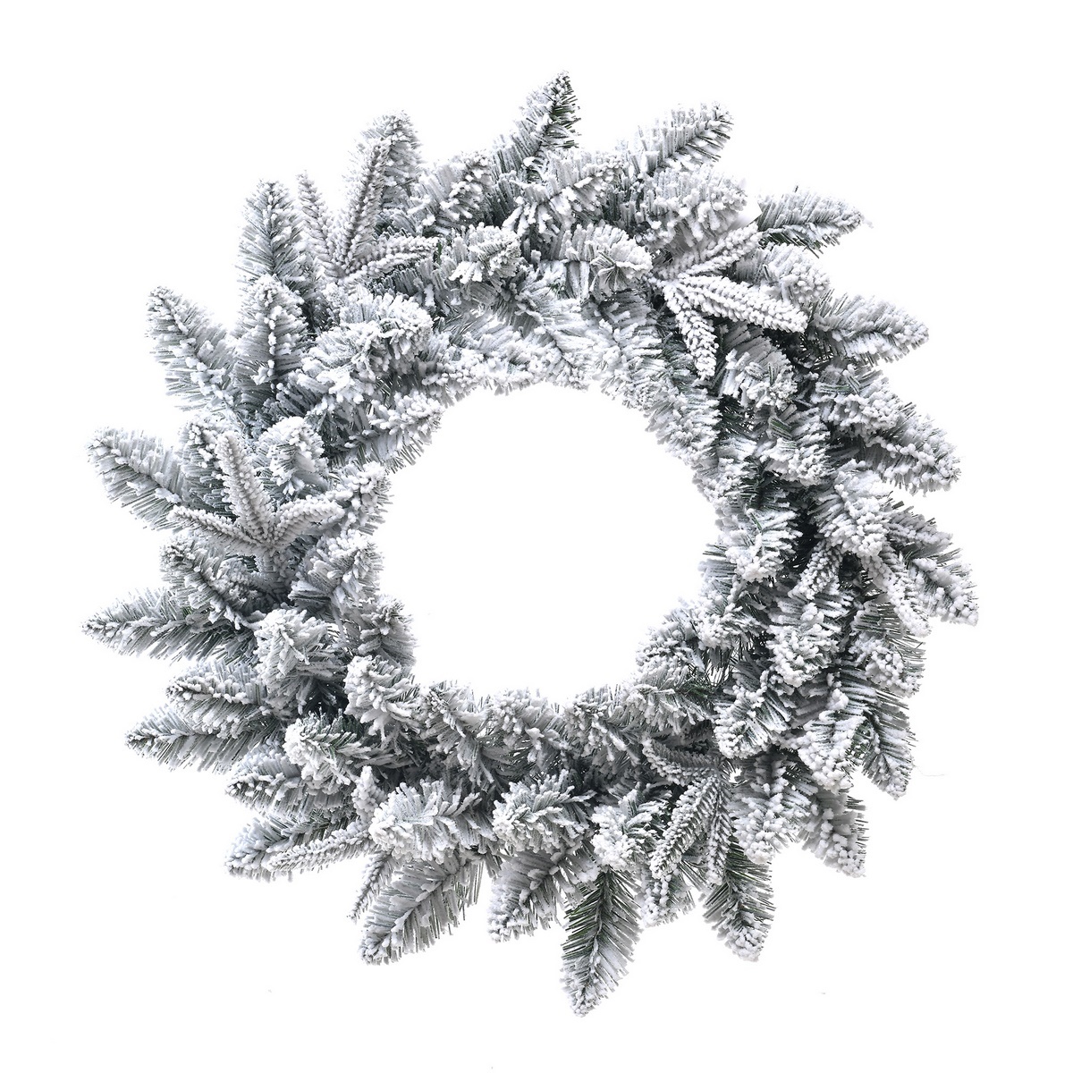 Świąteczny wieniec z gałązek sosny pokryty śniegiem, średnica 50 cm