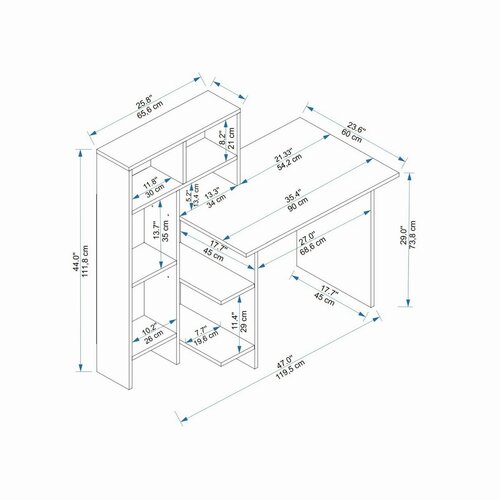 Schreibtisch Bugra Anthracite and Oak