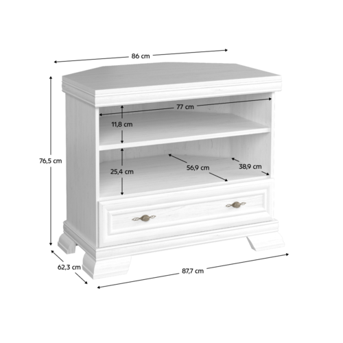 KORA rohový TV stolík, borovica Andersen