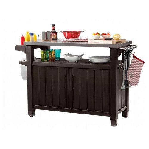 Keter Wielofunkcyjny stół ogrodowy z grillem UNITY XL 270 l, brązowy, 134 x 52 x 90 cm