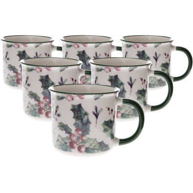 6 darab porcelán bögre szett Karácsonyi jegenye 300 ml