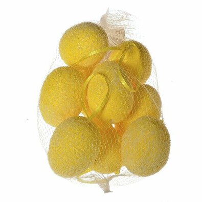 Umetna jajca za obes, rumena, komplet 9 kosov, v.6 cm, mreža