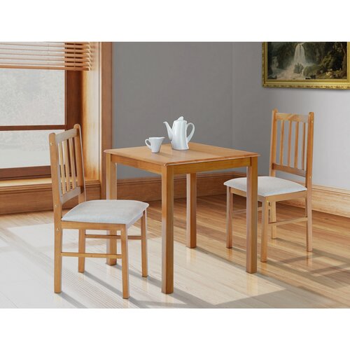 Set de dining din lemn masiv cu 2 scaune, 69 x 69x 75 cm, stejar Iandhaus