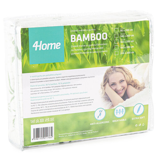 4Home Bamboo Chránič matrace s gumou, 200 x 200 cm