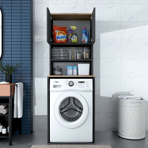 Karin Anthracite and Walnut szekrény mosógép fölé