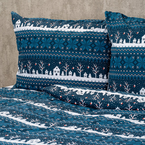 Lenjerie de pat 4Home Winter village, din bumbac, 140 x 220 cm, 70 x 90 cm