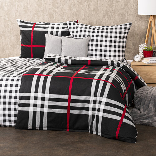Lenjerie de pat din flanelă 4Home Cub negru, 160 x 200 cm, 70 x 80 cm