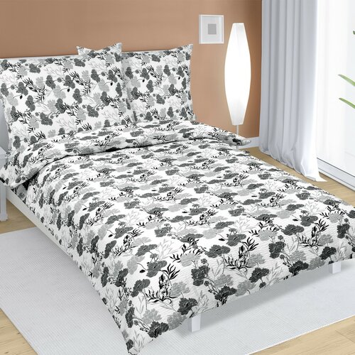 Bellatex Krep posteljnina Cvet siva, 140 x 200 cm,70 x 90 cm