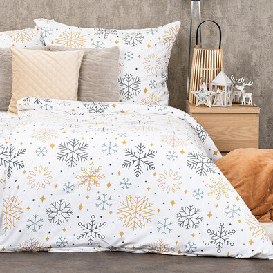 4Home Flanelové povlečení Frosty snowflakes, 140 x 220 cm, 70 x 90 cm