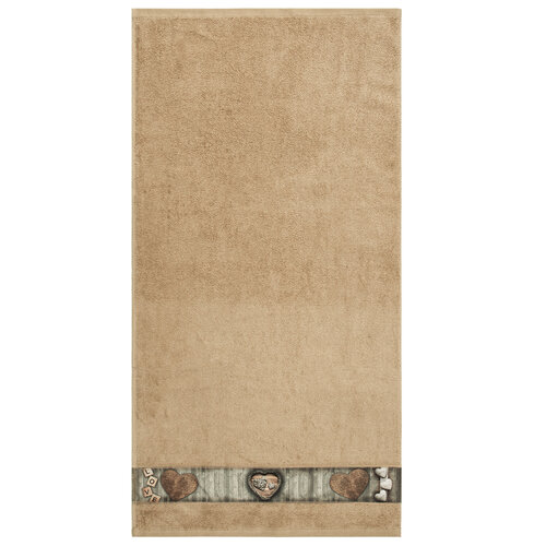 Prosop de mâini Hearts maro, 50 x 100 cm