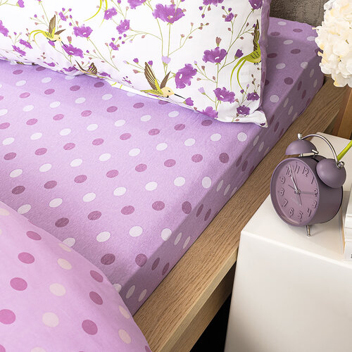 4Home Jersey-Bettlaken Punkt Lila, 160 x 200 cm