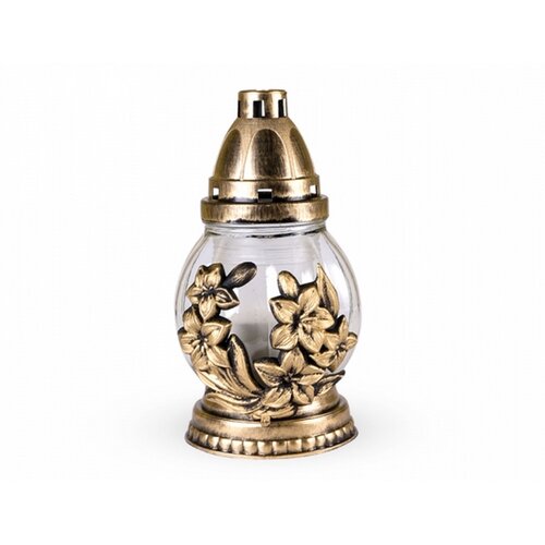 Levně Skleněná lampa s plastickým dekorem Květ, zlatá